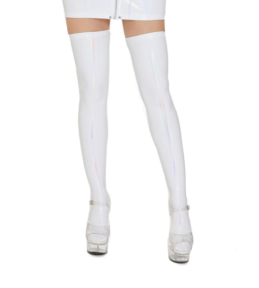 4998 Patent Leather Thigh High Stockings Shiny Leather Stockings PU Wet
